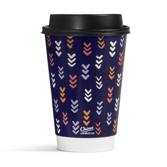 150 x 16oz Ripple Effect Insulated Premium Chinet Coffee Cups and Lids 