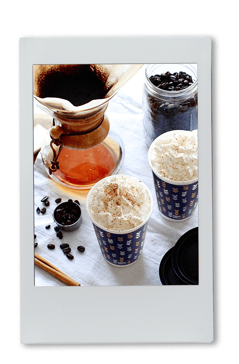 Instax of Caribbean Coffee in a Chinet Comfort cup