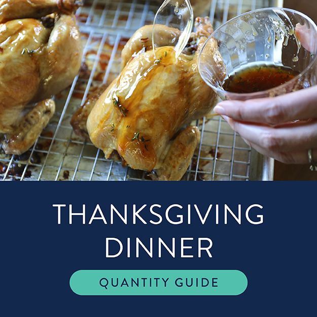 Thanksgiving Dinner Quantity Guide thumbnail with a picture of a turkey.