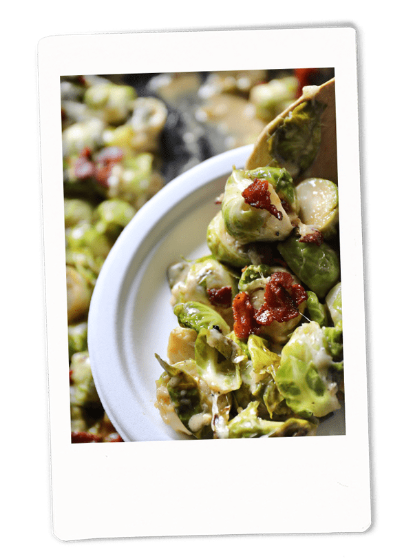 Bacon-Infused Brussels Sprouts Gratin