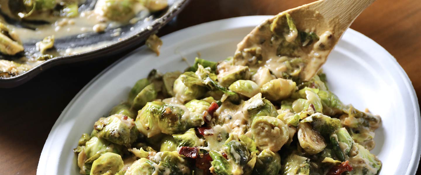 Bacon-Infused Brussels Sprouts Gratin