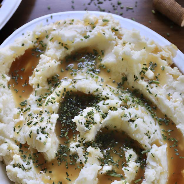 Roasted Garlic Mashed Potatoes with Browned Butter