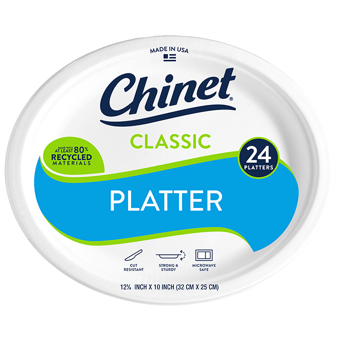 100 ct. Chinet Classic White 12-5/8 x 10" Platters 