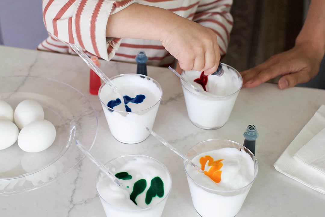 Egg Dyeing with Chinet Crystal cups