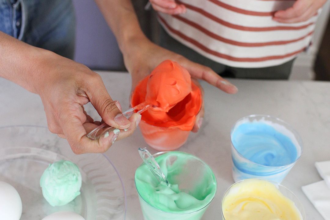 Egg Dyeing with Chinet Crystal cups