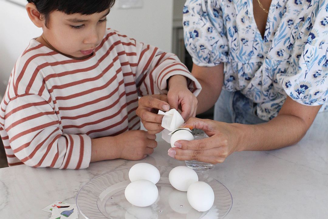 Egg Dyeing with Chinet Crystal cups