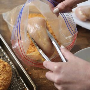 Preparing Cheese Cracker-Coated Baked Chicken