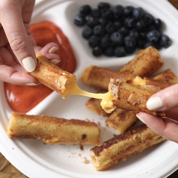 Grilled cheese dippers on a Chinet Classic compartment plate