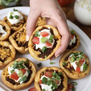 Taco cups on a Chinet Classic platter