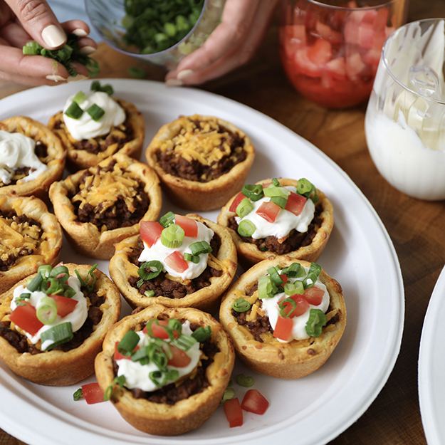 Taco cups on a Chinet Classic platter