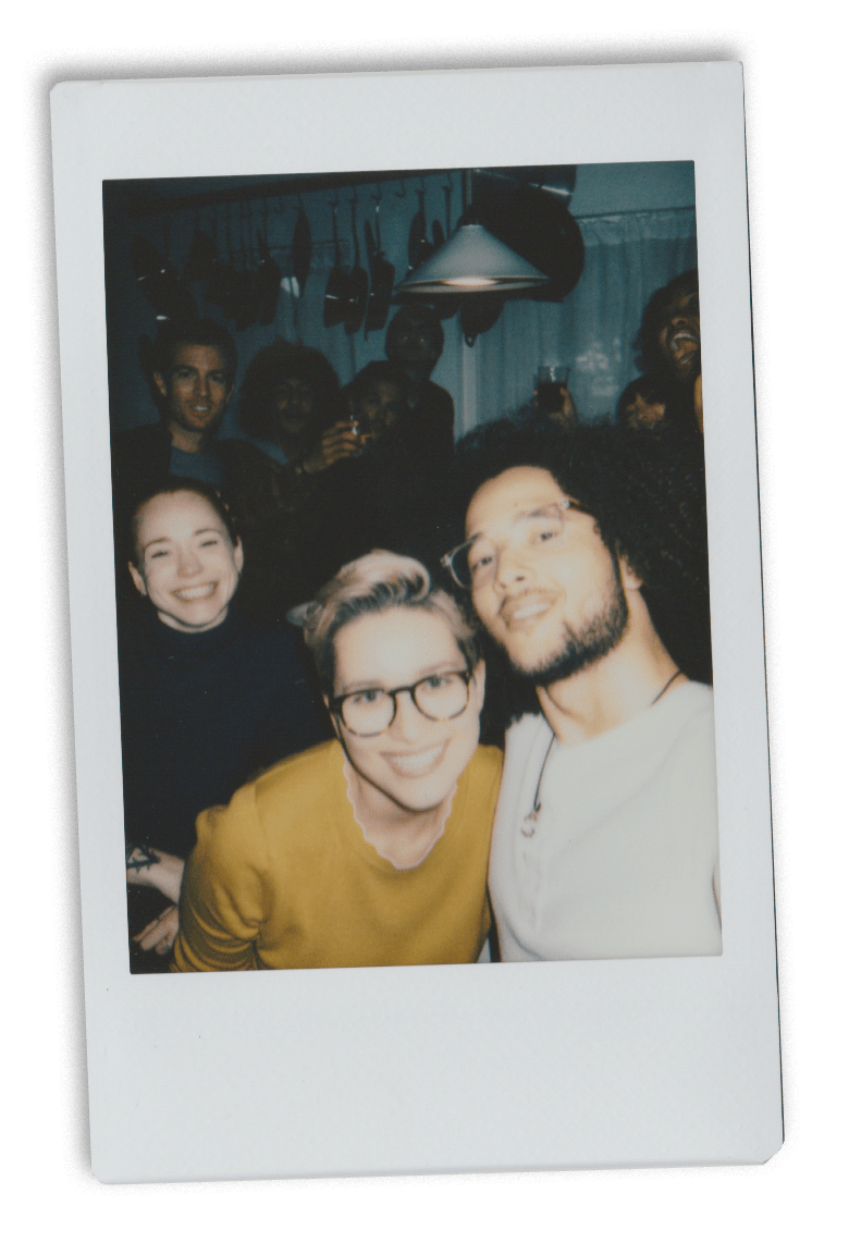 Instax picture of a group of friends
