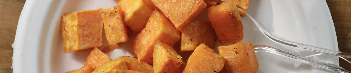 Cubed sweet potatoes