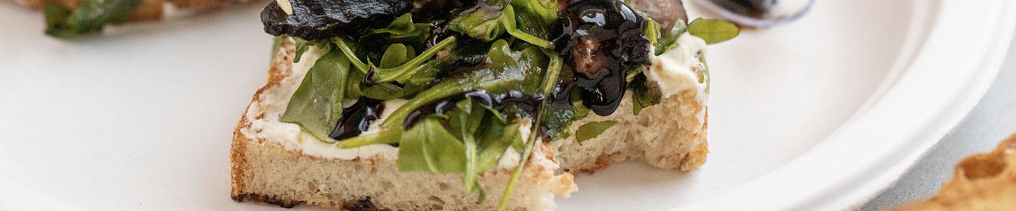 Mushroom toast served on Chinet Classic plate