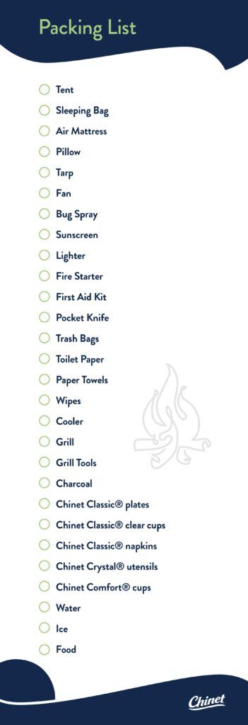 Camping packing list
