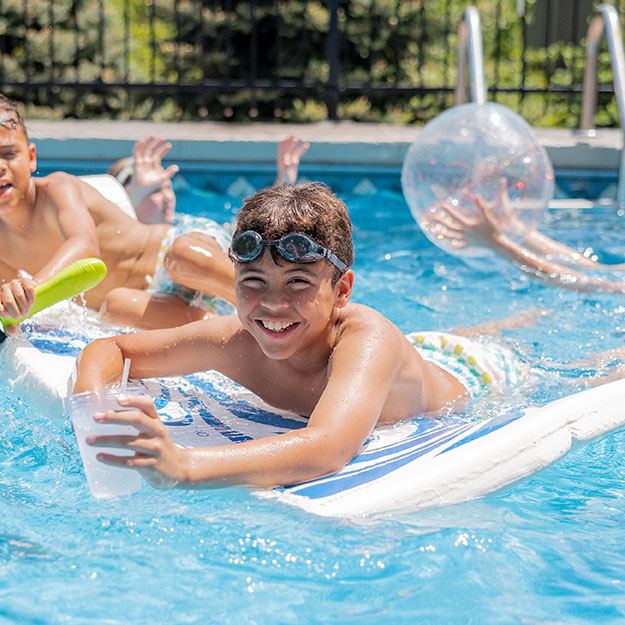 Kids playing in a pool