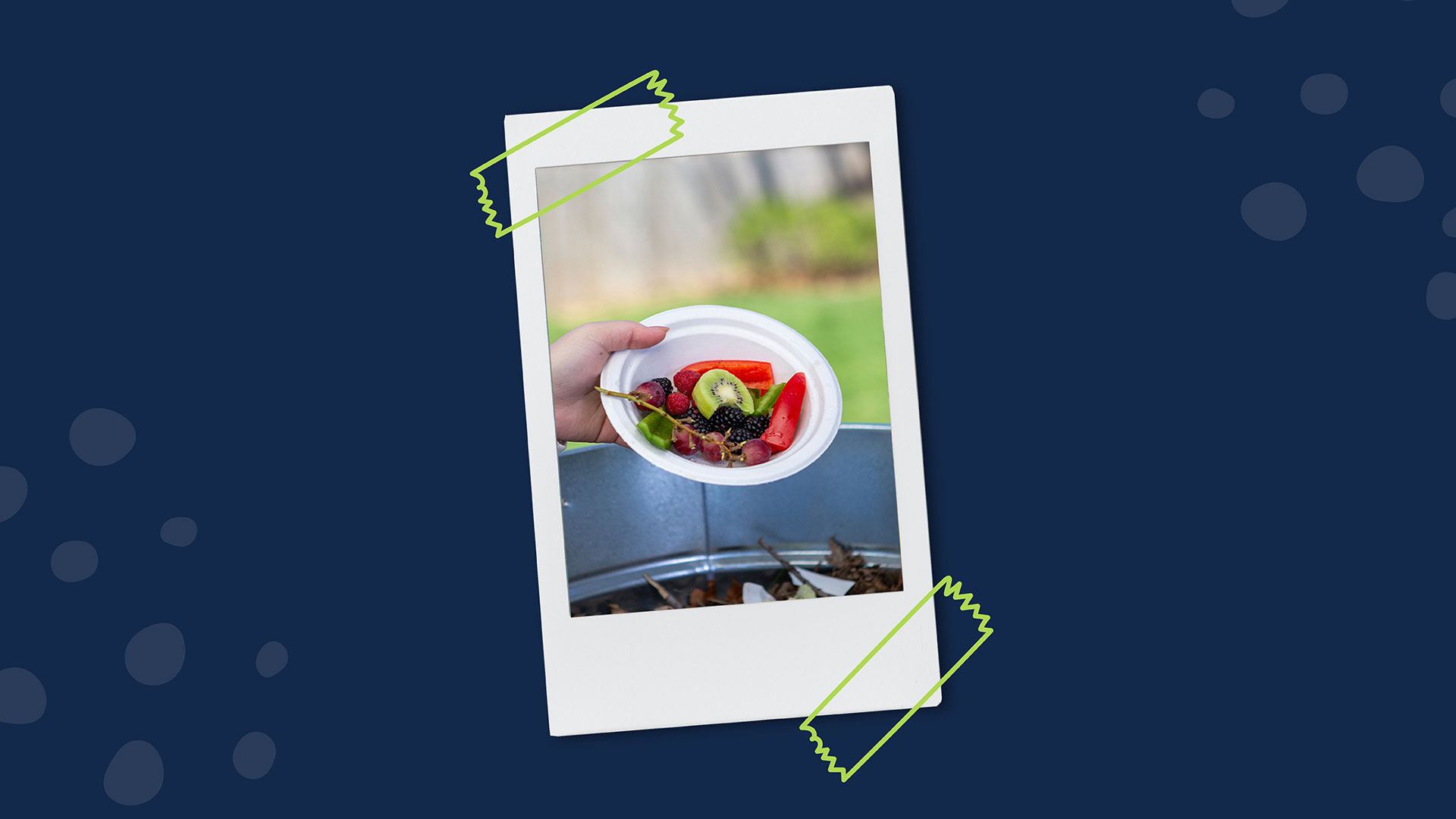 Instax picture of a person pouring food into a composter