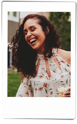 Instax picture of a woman laughing