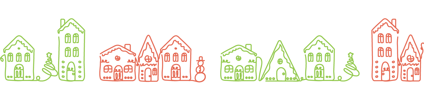 Illustration doodle of gingerbread houses