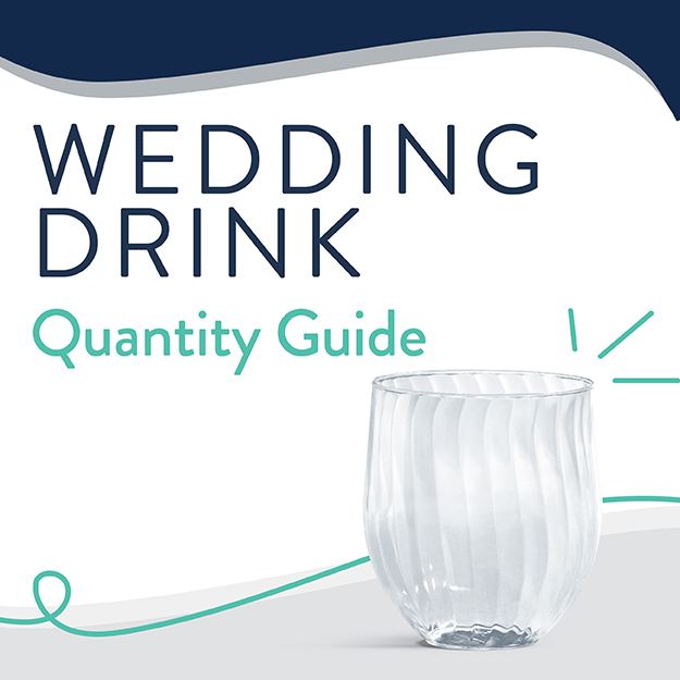 Wedding drink quantity guide title square with Chinet Crystal stemless wine glass