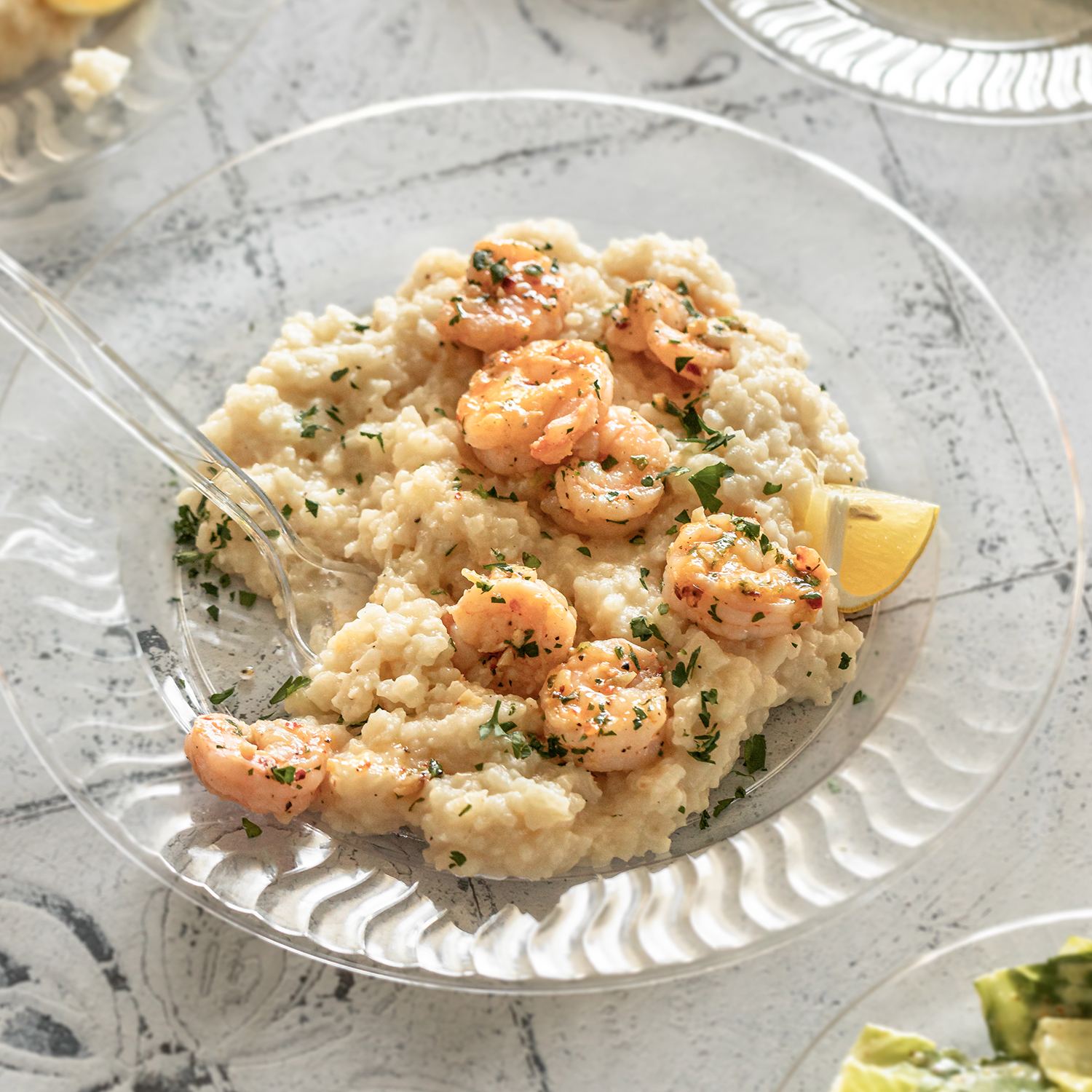 Baked Parmesan Risotto with Lemon Garlic Shrimp Recipe - Chinet®