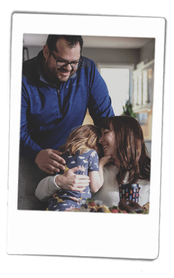 Instax of family laughing together