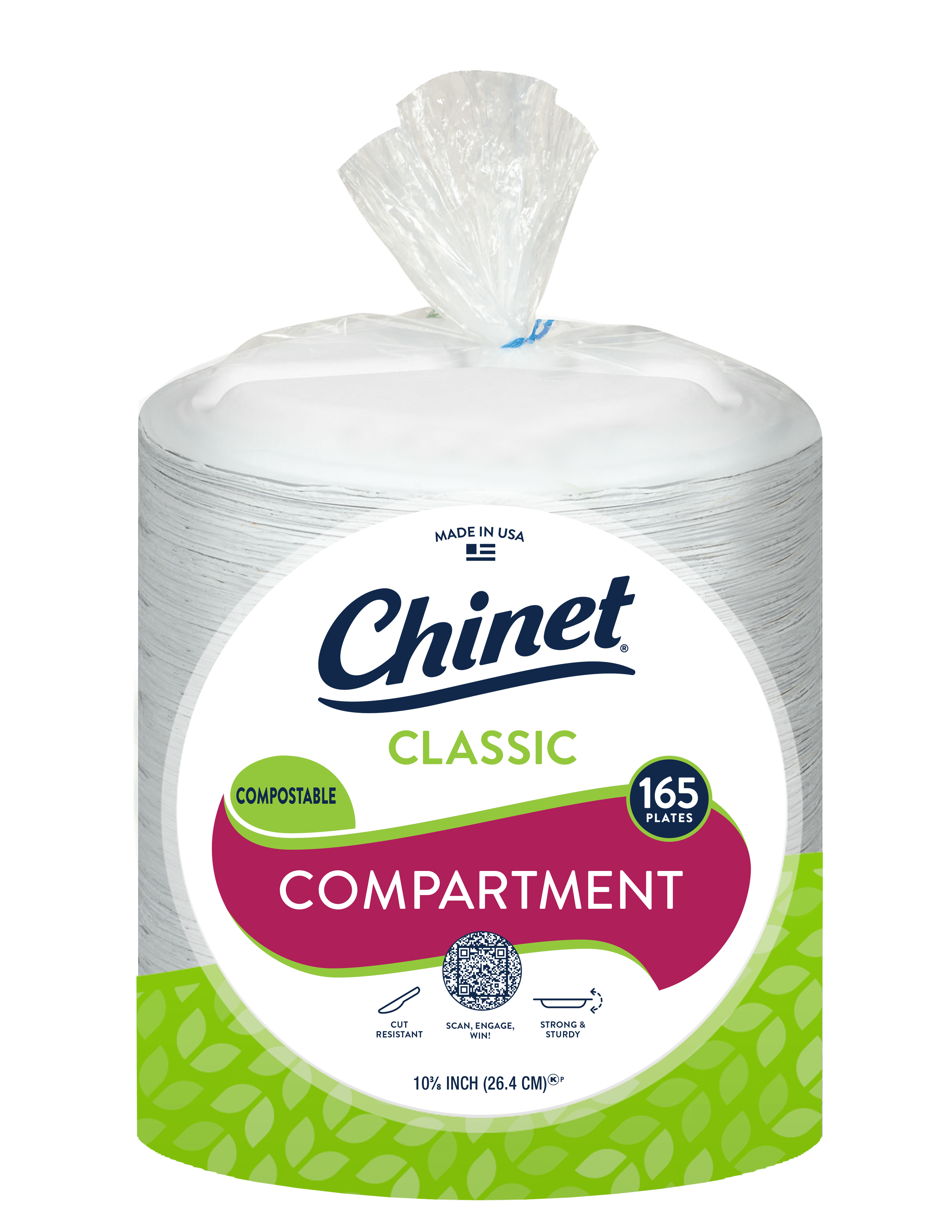 Chinet classic compartment plate 165ct