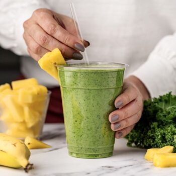 Kale-Pineapple Smoothie in a chinet cup