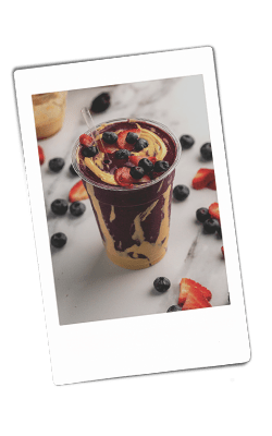 Instax of a PB&J Smoothie in a Chinet cup