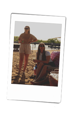 Instax of people laughing on the beach