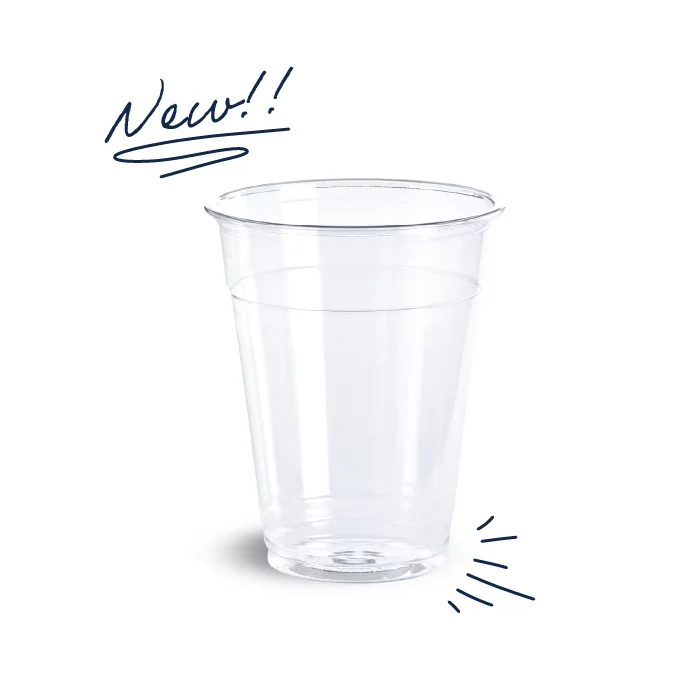Chinet Classic Recycled Clear Cup with doodle illustrations