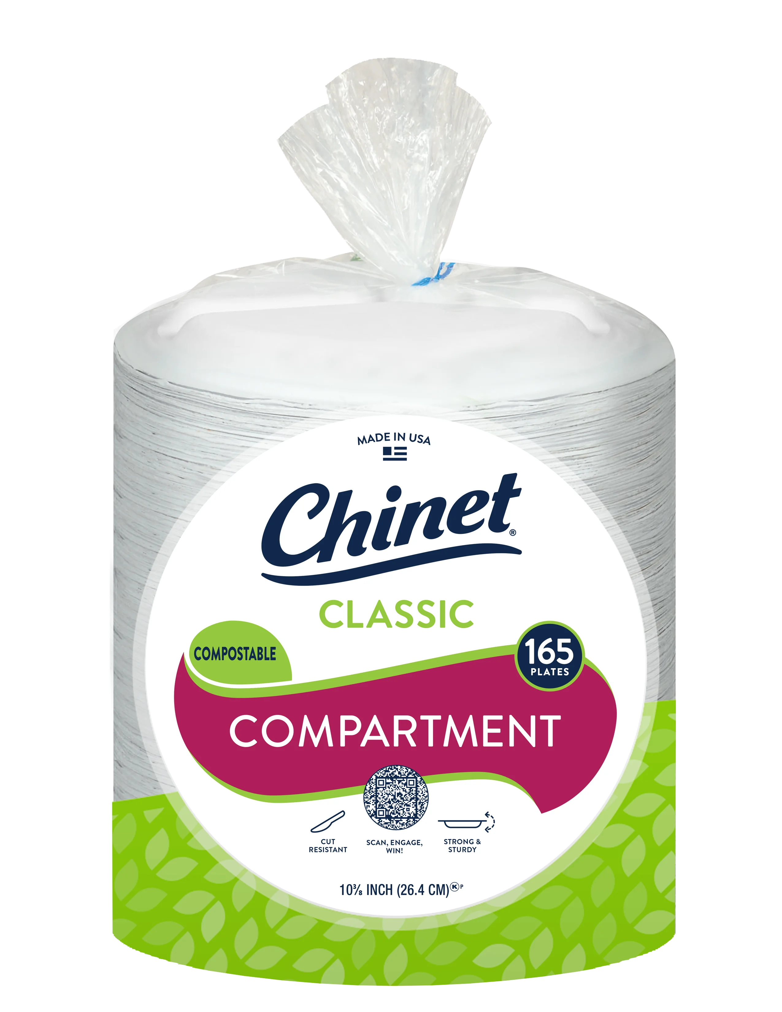 Chinet classic compartment plate 165ct